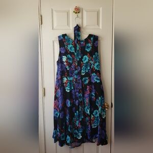 Jessica London Floral Midi Dress - Black and Blue